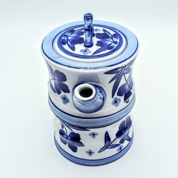 World Market Blue White Porcelain Stackable Teapot & Cup - Picture 4 of 7